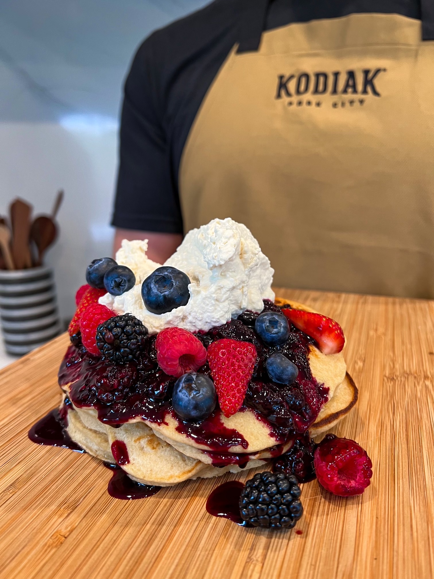 Kodiak Buttermilk Flapjacks with Blueberry + Blackberry Compote and